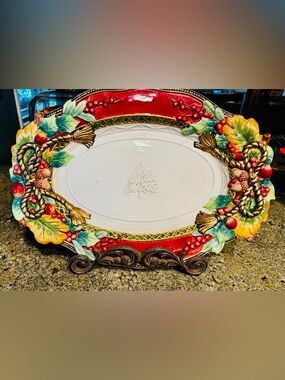 Fitz and Floyd Vintage Holiday Solstice Sculptured Platter